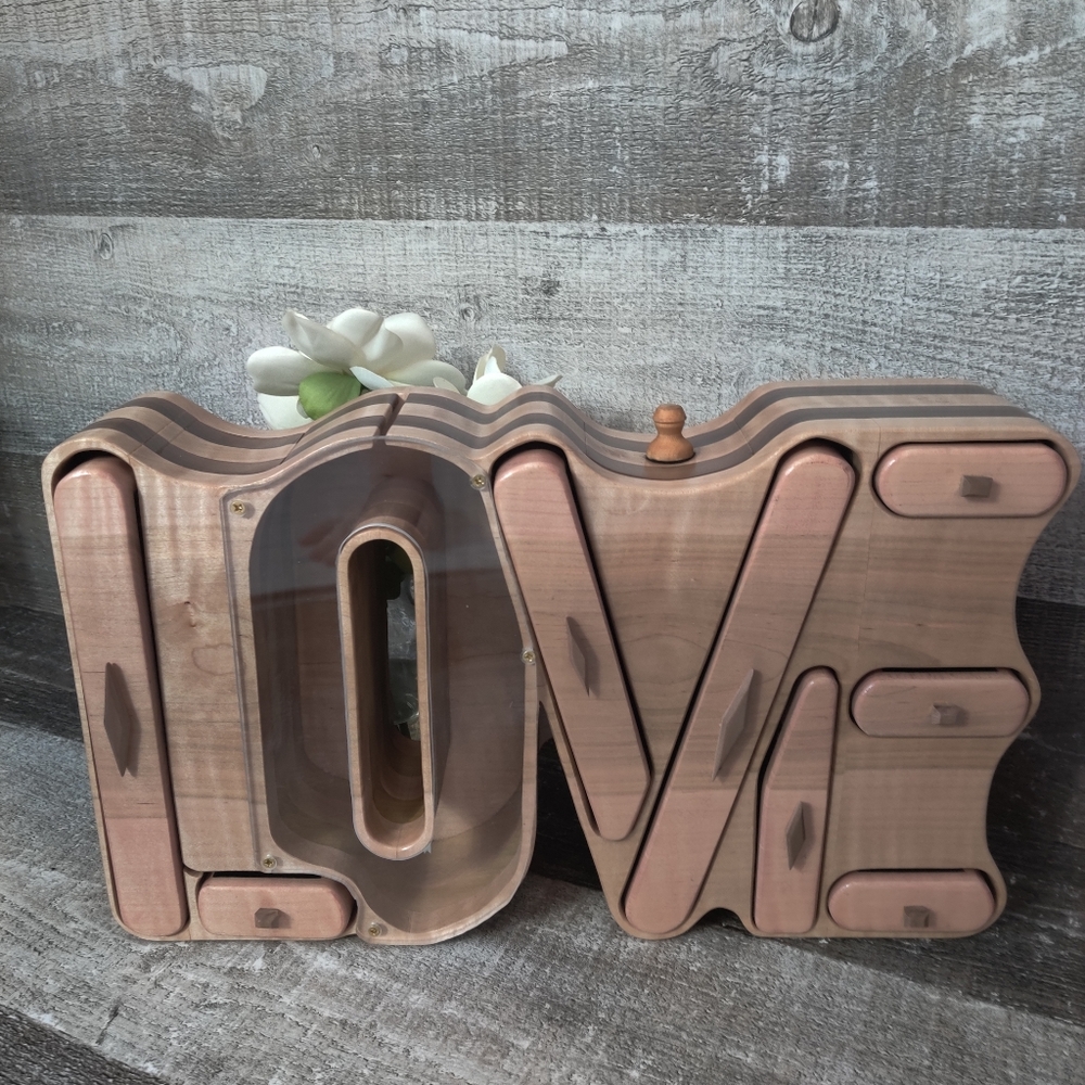 Handcrafted LOVE bandsaw jewelry box & bank*sold - Picture 5 of 8